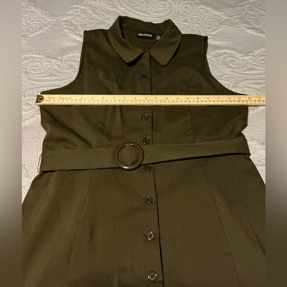 Nina Leonard Green Sleeveless Sheath Dress with Mandarin Collar - Picture 4 of 10